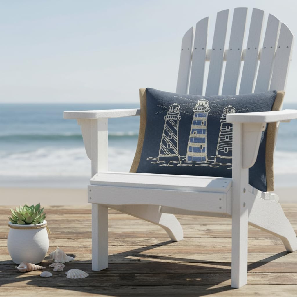 Comfy Hour 18 x 13 Inch Nautical Pillow, Lighthouse Throw Pillow
