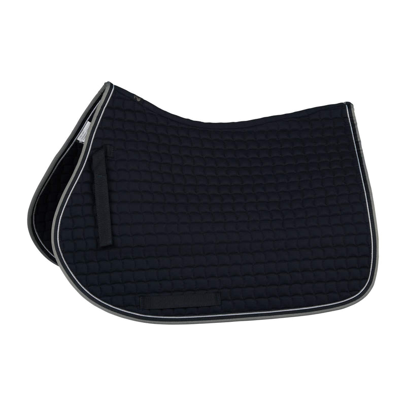 HORZE Adepto Padded All Purpose Quilted Equestrian Saddle Pad for Horses with Two-Tone Trim - Dark Navy - Horse