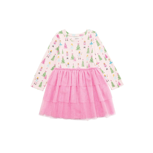 Mud Pie Dress, Pink, Kids Christmas Nutcracker Print Tutu Dress