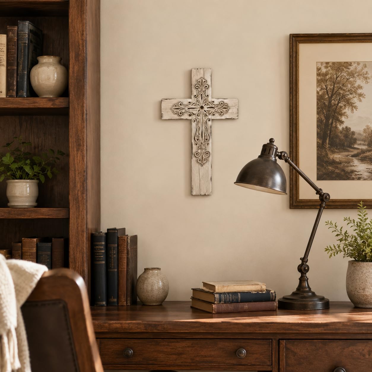 Comfy Hour 13 Inch Cross for Wall, White Wall Cross Decor