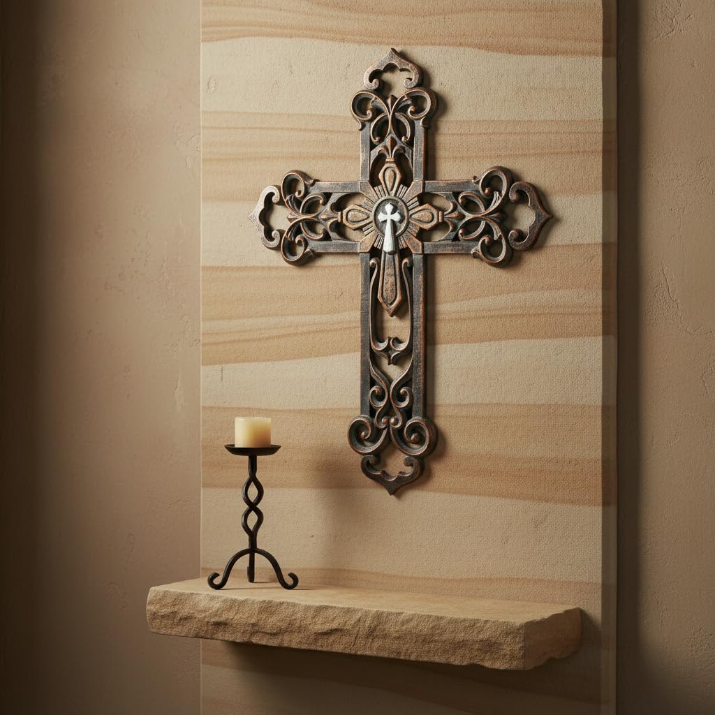 Comfy Hour 13.3 Inch Wall Crosses for Home Decor, Ornate Cross