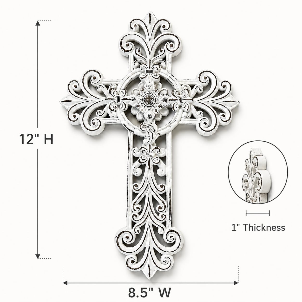 Comfy Hour 12 Inch Cross Wall Decor, White Wall Cross