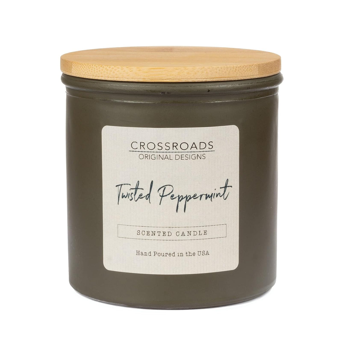 Crossroads Twisted Peppermint Colored Glass Candle, 14 Oz