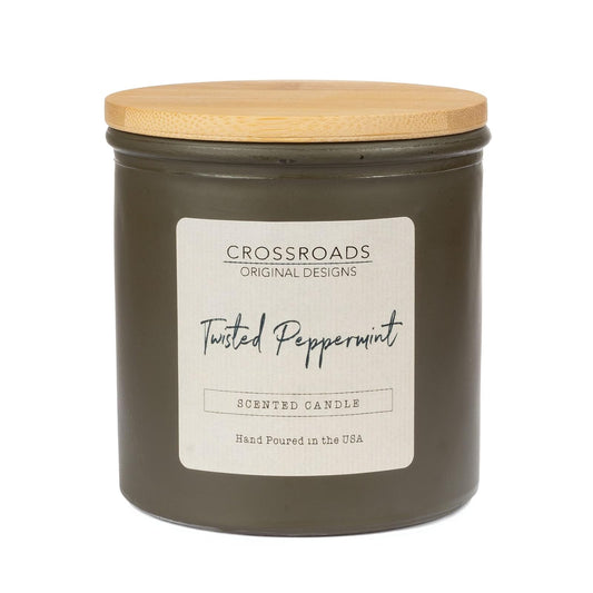 Crossroads Twisted Peppermint Colored Glass Candle, 14 Oz