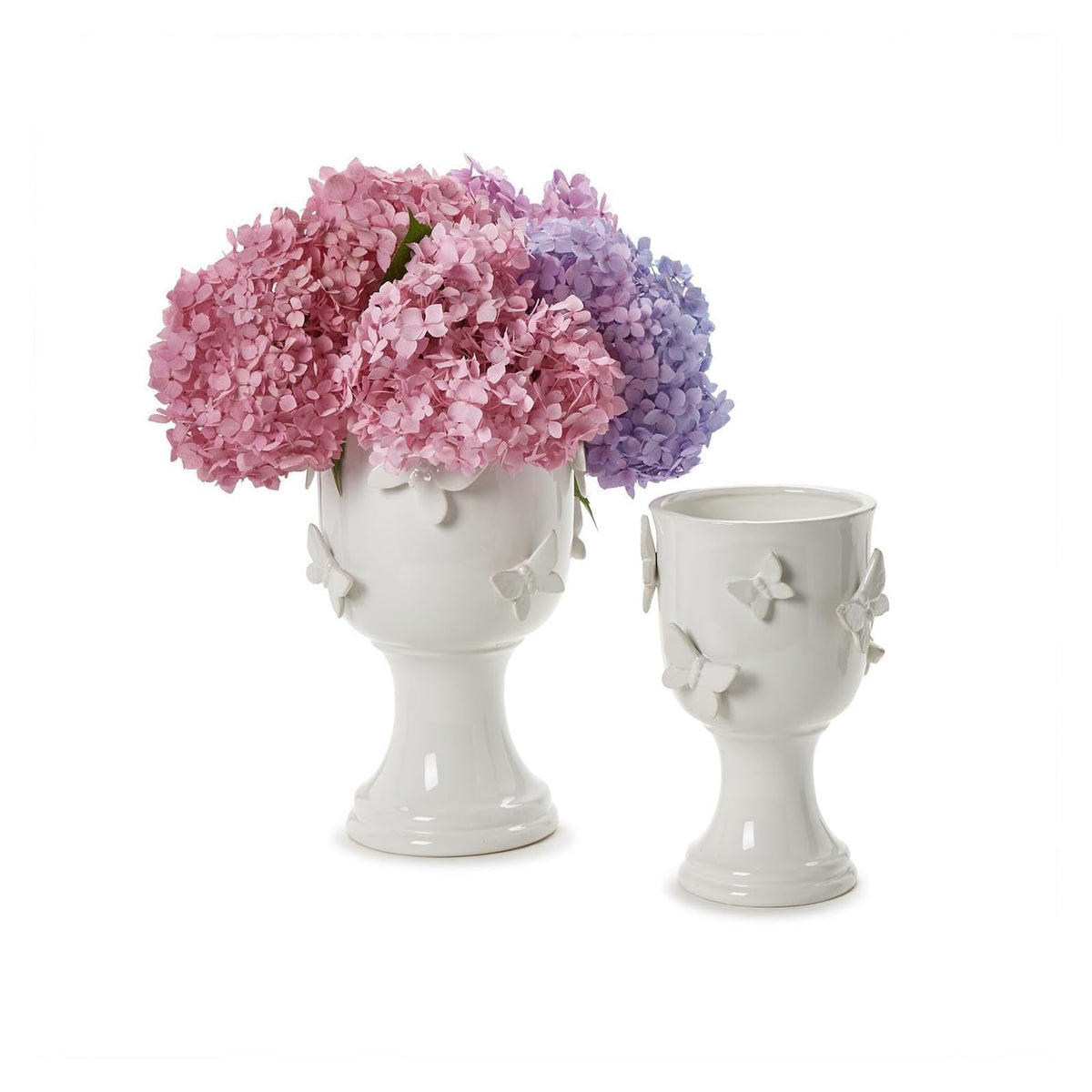 Two's Company Vase, 9.25" H x 6" Dia, 11.75" H x 7" Dia, White
