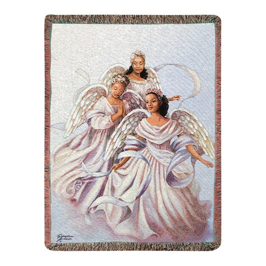 Manual Woodworkers and Weavers Inspirational Collection Tapestry Throw Angelic Trio 50 by 60-Inch