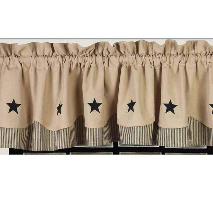 Home Collection by Raghu Fairfield Valance with Black Star, 72 by 15.5-Inch, Nutmeg