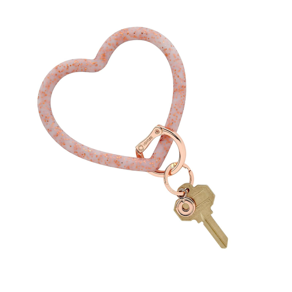 Oventure Keychain, 11.5cm x 2.82cm x 1.14cm, Rose Gold Glitter