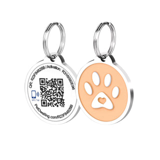 Pet Dwelling Label, 1.14inches diameter, Peach Paw