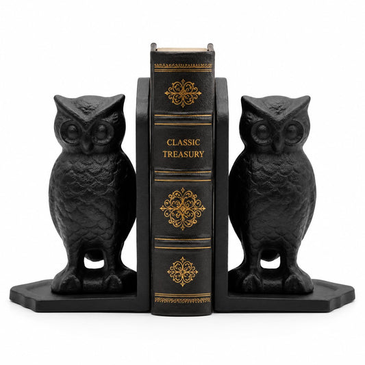 Comfy Hour Antique and Vintage Animal Collection Cast Iron Set of 2 Owls Bookends Art Bookend, 1 Pair, Black, Heavy Weight