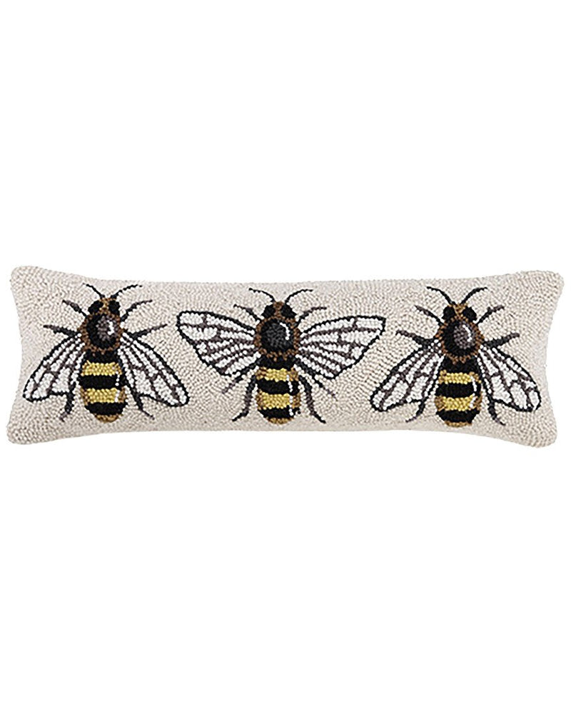 Sally Eckman Roberts Garden Bumble Bee Hooked Lumbar Throw Pillow 8 Inch X 24 Inch