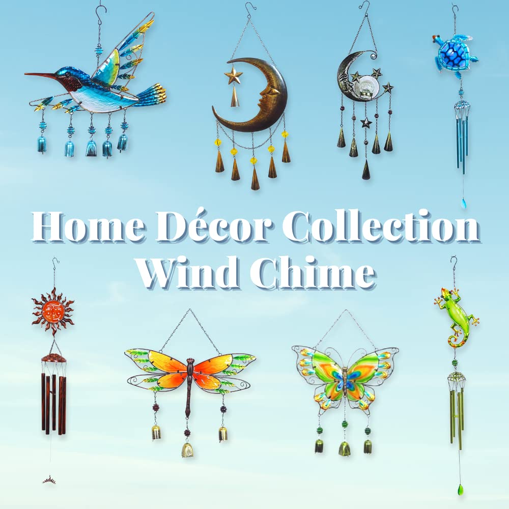 Comfy Hour Farmhouse Home Decor Collection Metal Art 35" Seahorse Ocean Wild Animal Windchime Hanging Windbell Blue