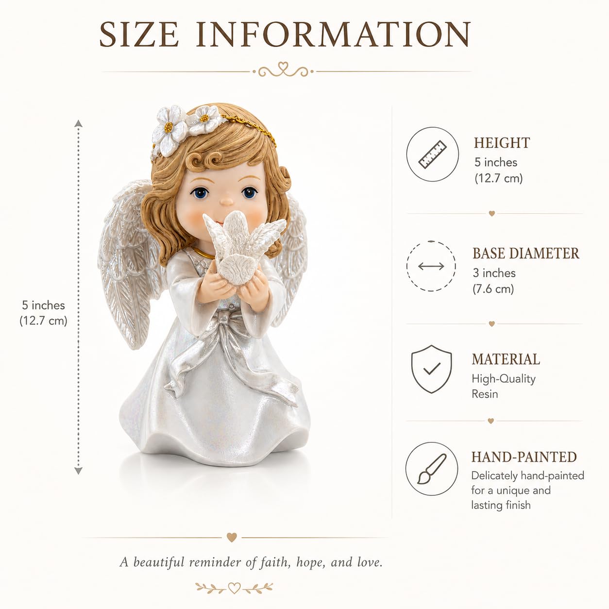 Comfy Hour 5 Inch First Communion Figurine, Praying Angel with Dove