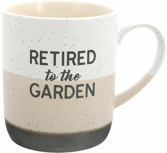 Pavilion Gift Company 15-ounce Mug - Retired To The Garden Speckled Stoneware Coffee Cup Mug, Beige