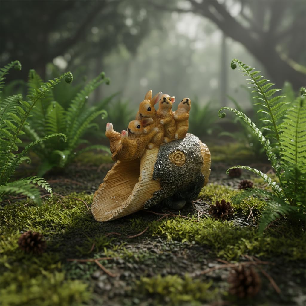 Comfy Hour Bunny on Water Pipe Statue for Garden Decoration, Outdoor, Spring in Garden Collection