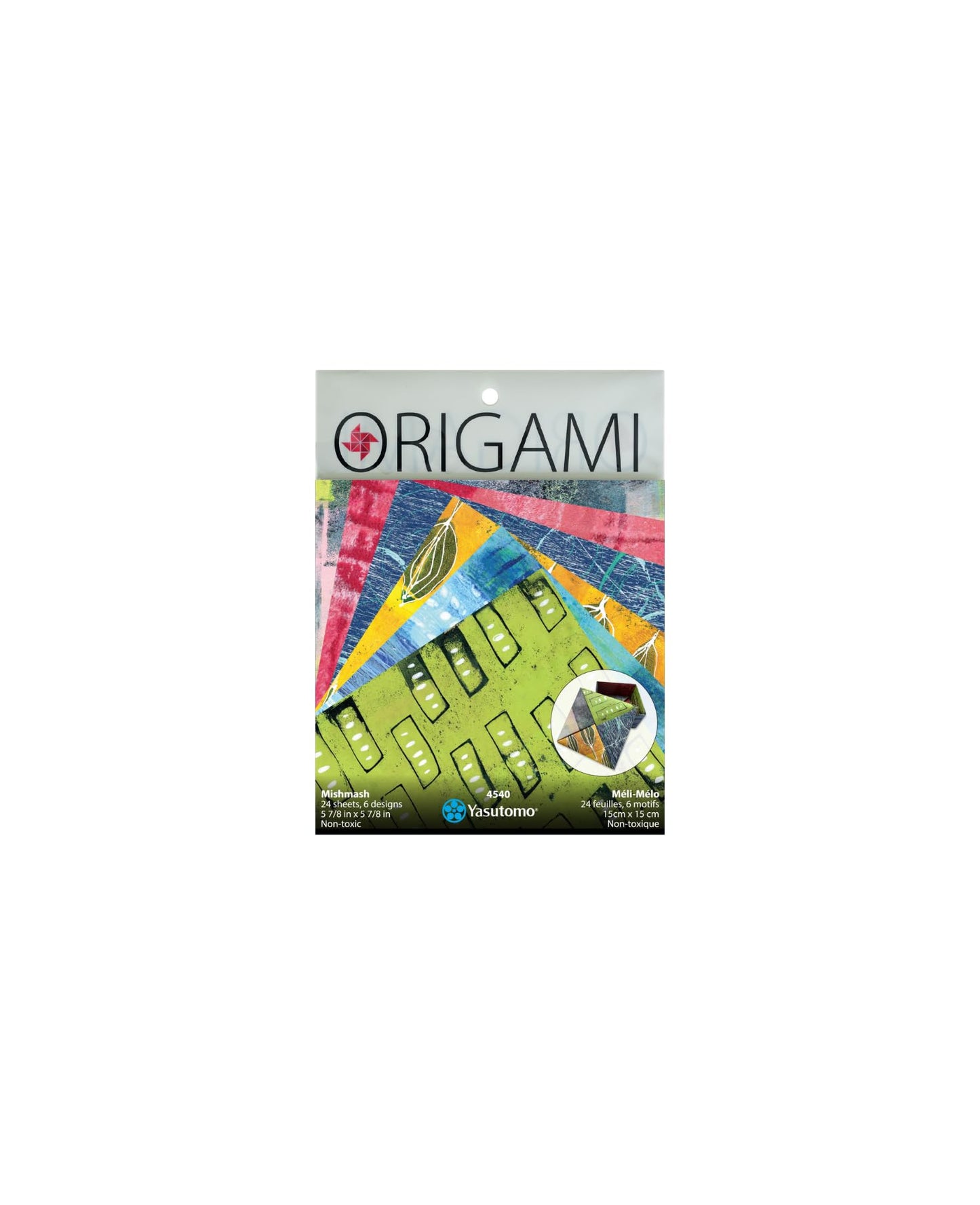 Yasutomo Origami Painted Paper Mishmash, with 6 Patterns and 24 Sheets, Size 5 7/8” Square, Arts and Crafts Supplies