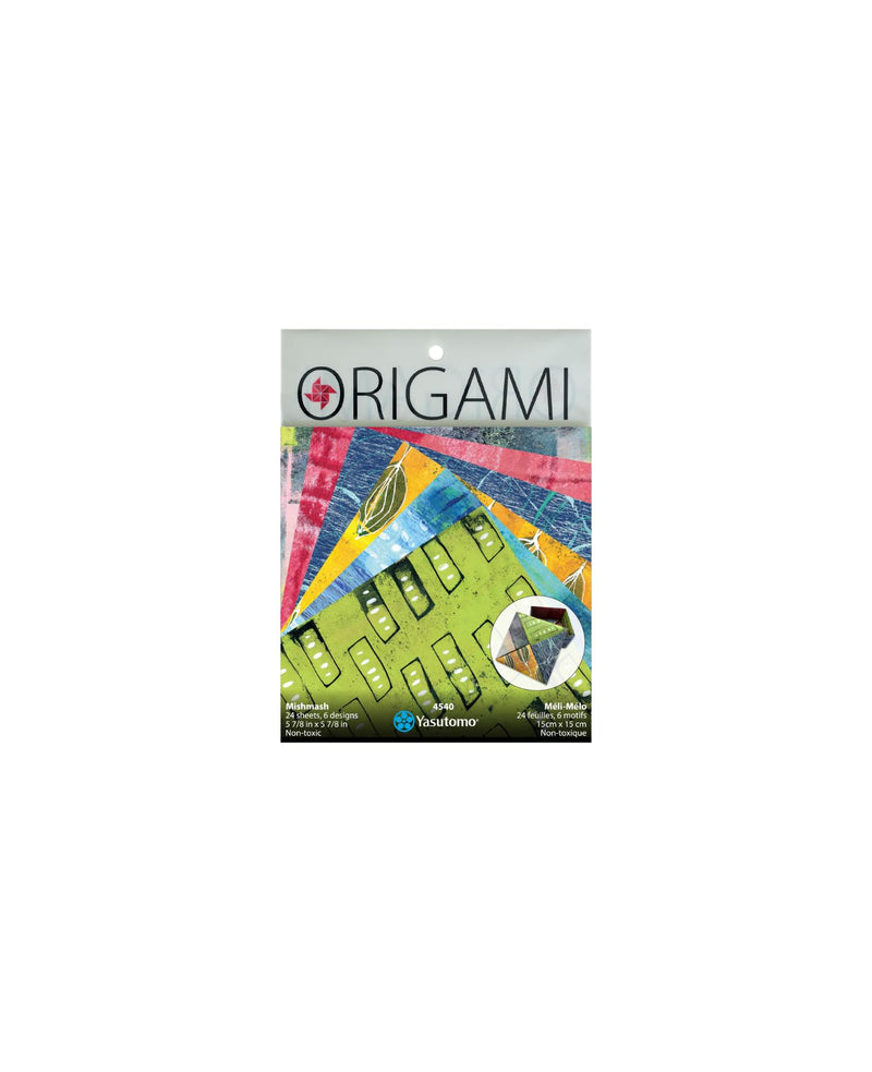 Yasutomo Origami Painted Paper Mishmash, with 6 Patterns and 24 Sheets, Size 5 7/8” Square, Arts and Crafts Supplies