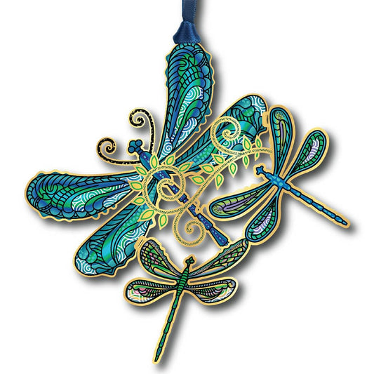 Beacon Design ChemArt Ornament - Breezy Dragonfly Collage (Blue)
