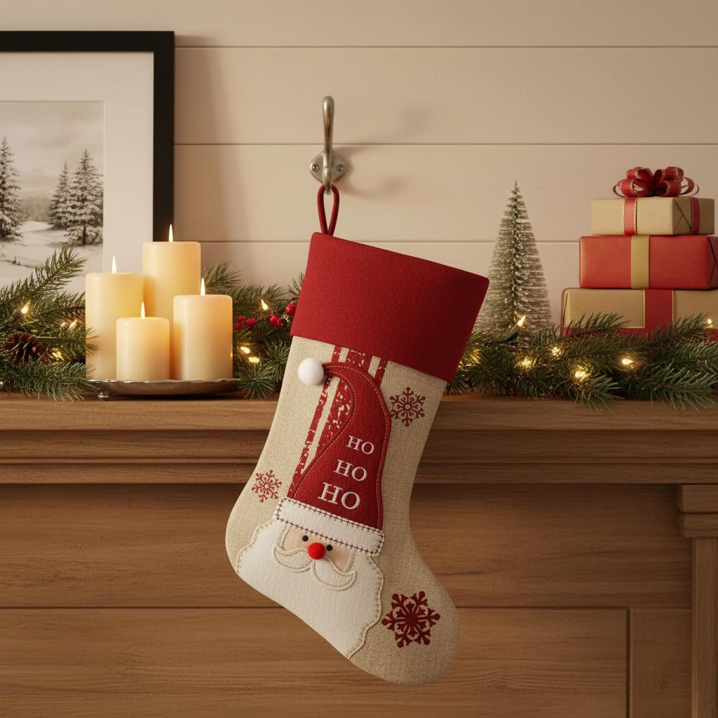 Comfy Hour 18x11 Inch Christmas Stocking, Santa Claus Rustic Decor