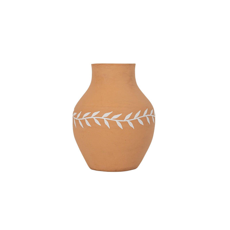 Foreside Home & Garden White Floral Vase Terracotta