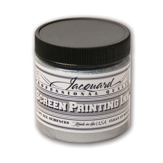 Jacquard Professional Screen Print Ink, Water-Soluable, 4oz Jar, Silver (122)