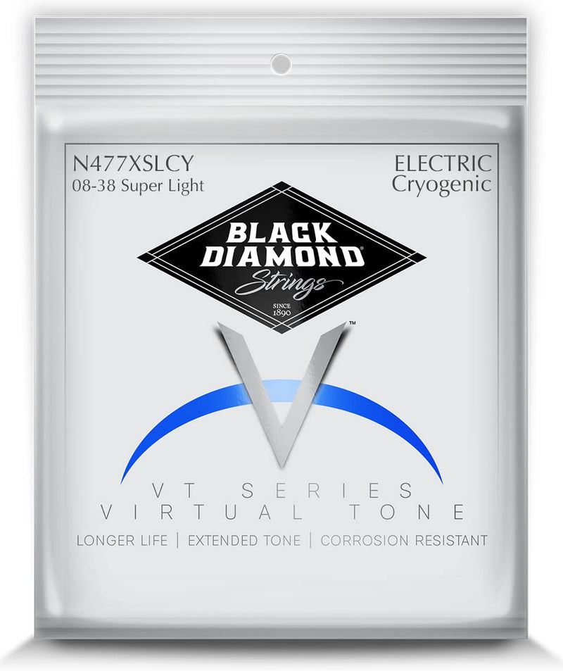 Black Diamond Strings® N477XSLCY Electric Cryogenic Nickel Ex Super Light .008P.010P.014P.022N.030N.038N