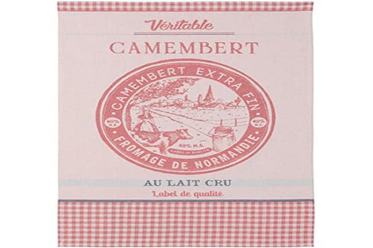 Coucke French Cotton Jacquard Towel, Camembert Cheese, 20-Inches by 30-Inches, Red, 100% Cotton