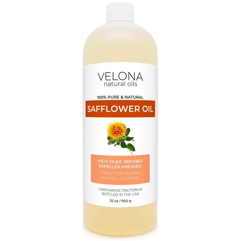 velona Safflower Oil 32 oz | 100% Pure and Natural Carrier Oil | Refined, Cold Pressed | Cooking, Skin, Hair, Body & Face Moisturizing | Use Today - Enjoy Results