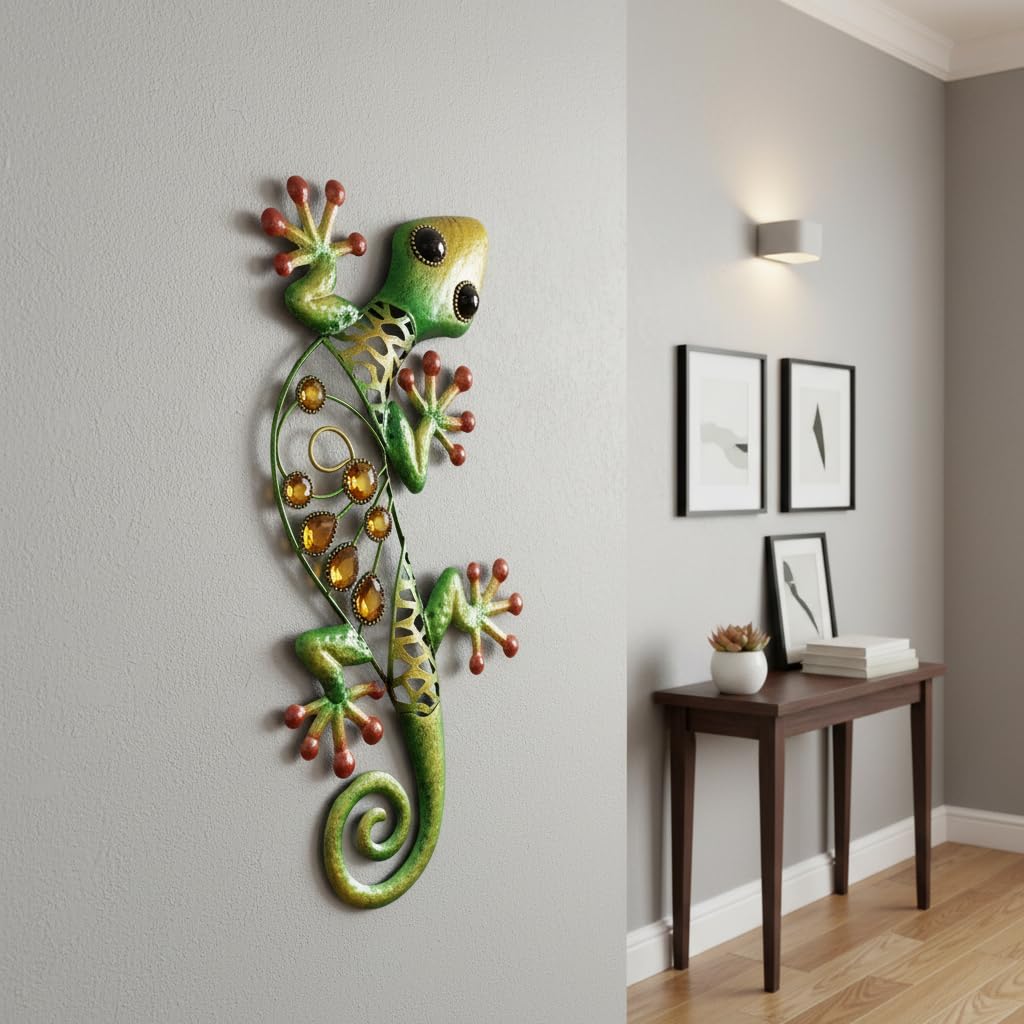 Comfy Hour Gecko Wall Art Collection 15" Metal Art Lizard Wall Decor