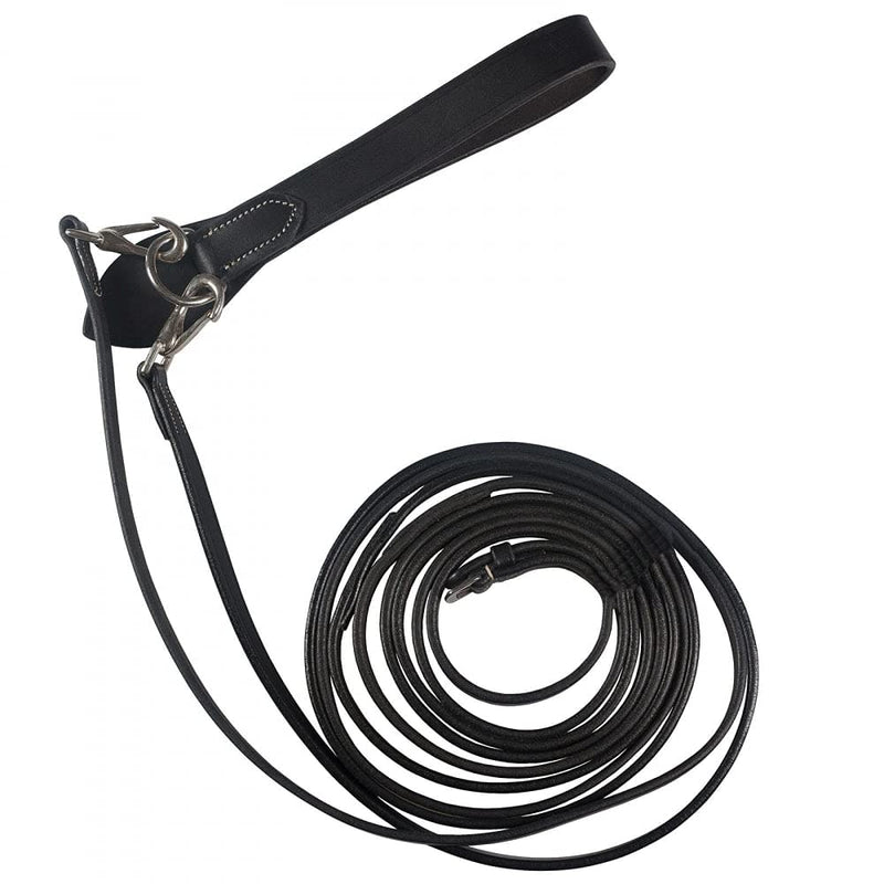 HORZE Sparta Leather Draw Reins - Black - Horse