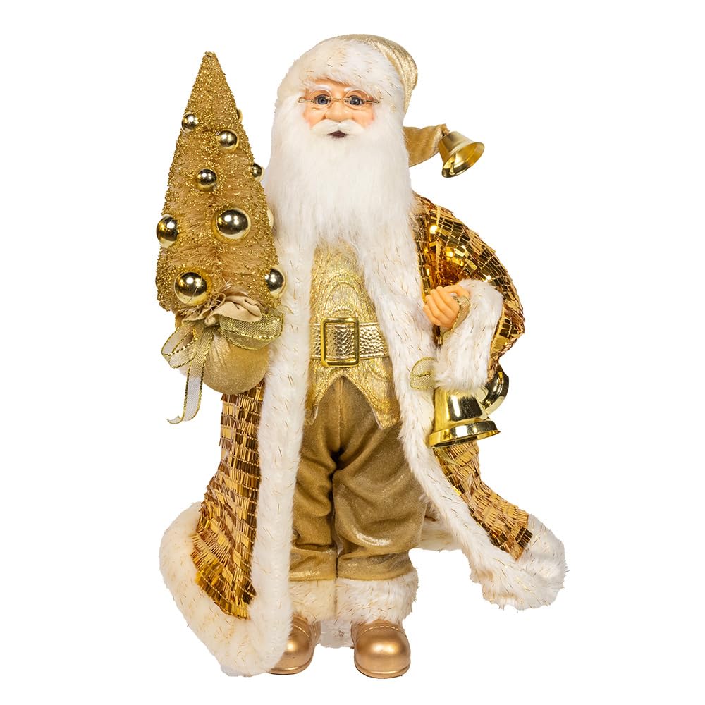 Kurt Adler Elegant 18" KSA Kringle Standing Gold Santa with Tree