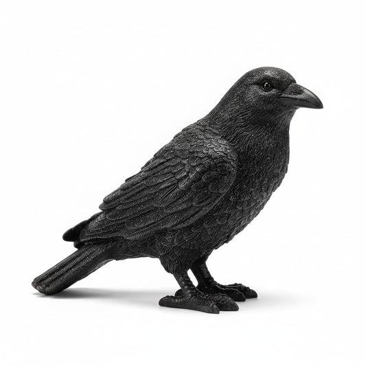 Comfy Hour Fairyland Collection 7" Black Feather Standing Crow Bird Halloween Decorative Figurine, Black, Polyresin
