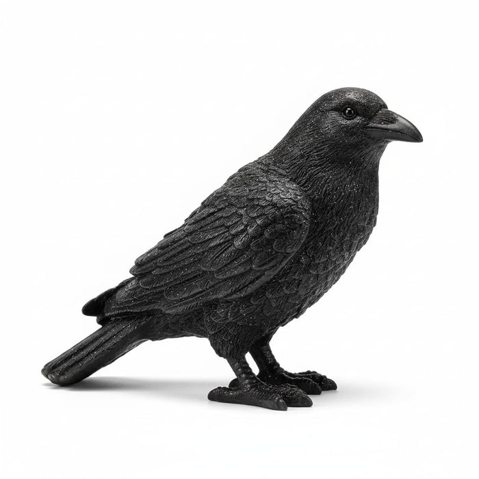 Comfy Hour Fairyland Collection 7" Black Feather Standing Crow Bird Halloween Decorative Figurine, Black, Polyresin