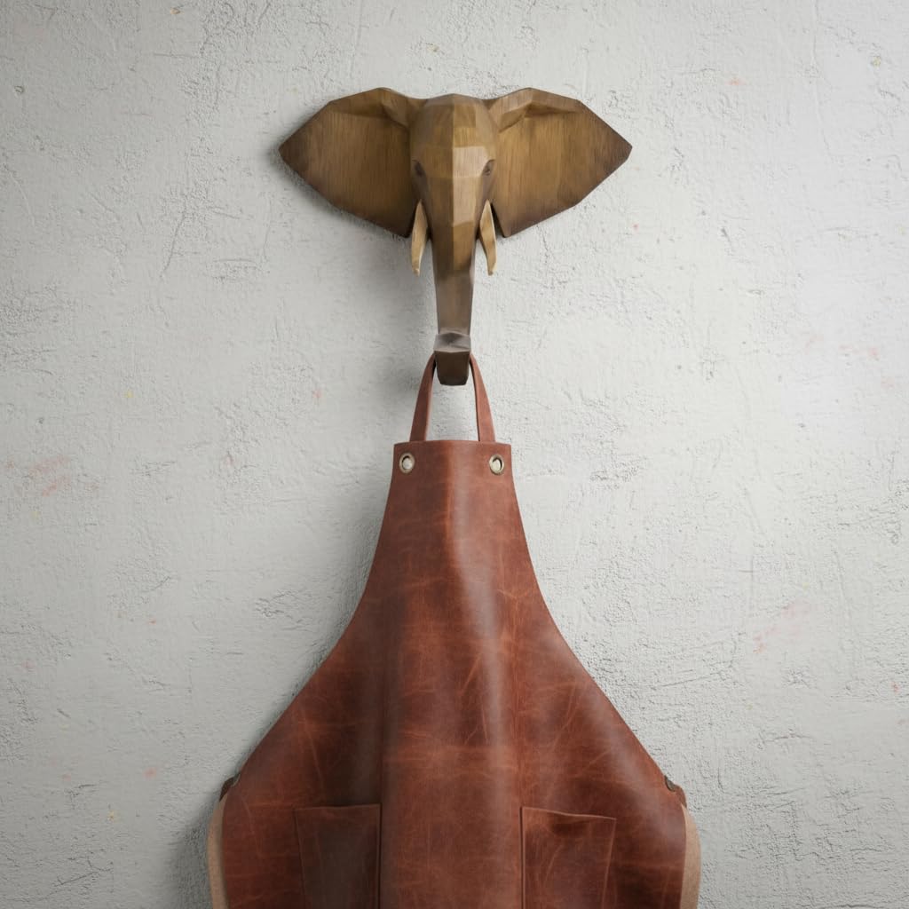 Comfy Hour 7" Elephant Single Coat Hook Clothes Rack Decorative Wall Hanger, Brown