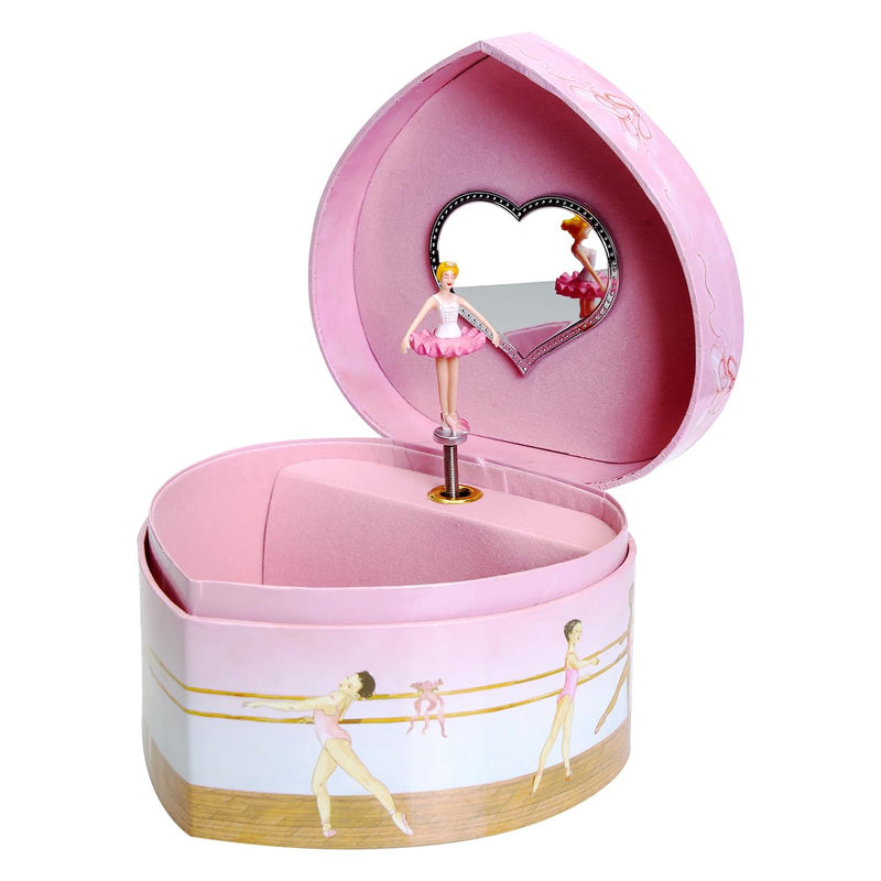 Enchantmints Musical Ballerina Jewelry Box for Girls Heart Shaped Ballerina Spins to Swan Lake