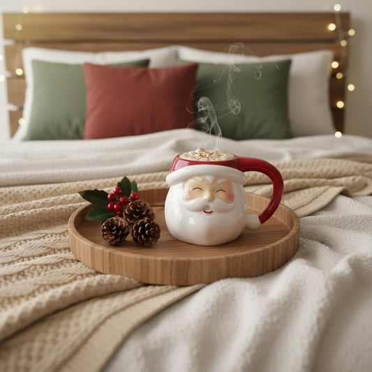 Comfy Hour Joyful Holiday Collection Santa Claus Mugs, Set of 4 Cups, Winter Christmas Gift, Ceramic
