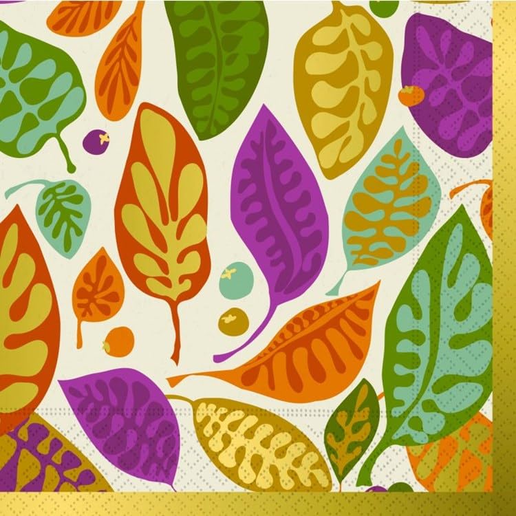 DESIGN DESIGN Modern Leaves Luncheon Napkin, Party Supplies