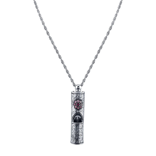 1928 Jewelry Antiqued Pewter Whistle With Flower Necklace 28 Inches