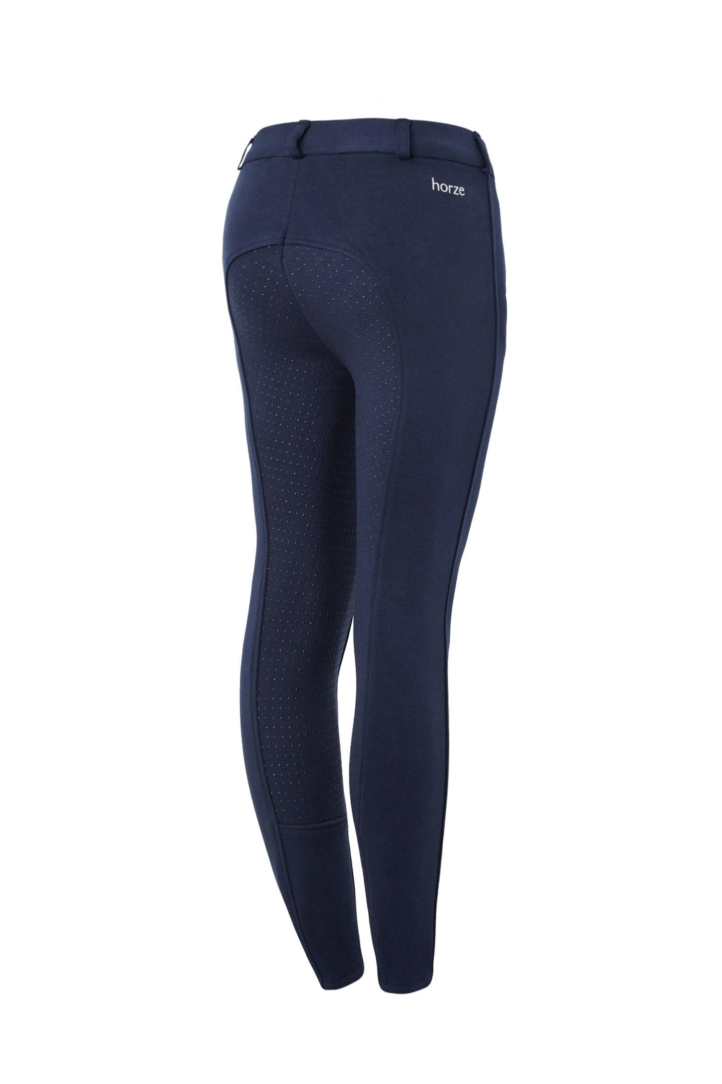 HORZE Active Kids' Unisex Silicone Grip Full Seat Horseback Riding Breeches - Peacoat Dark Blue - XX-L