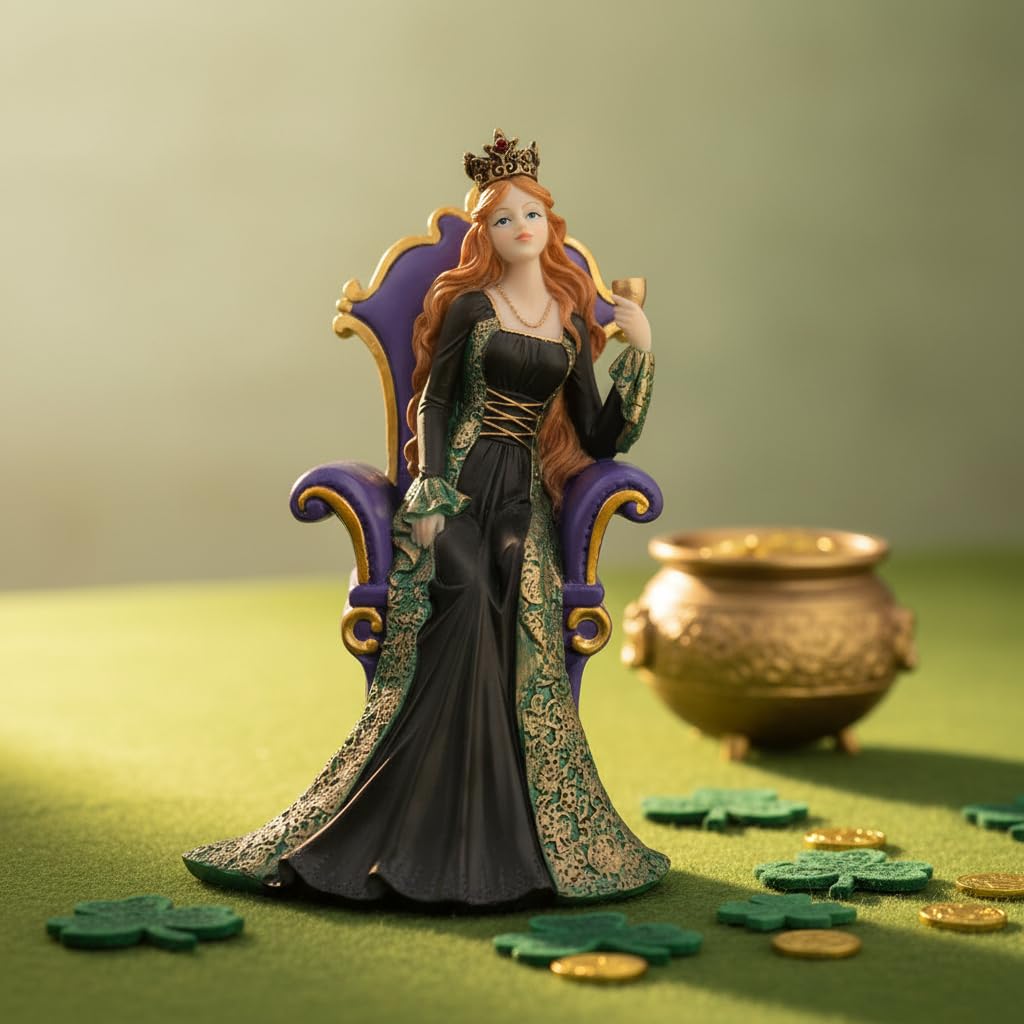 Comfy Hour Irish Princess Collection 7 Irish Princess Queen Green Dress On The Throne Resin Figurine for St. Patricks Day and Everyday Collection