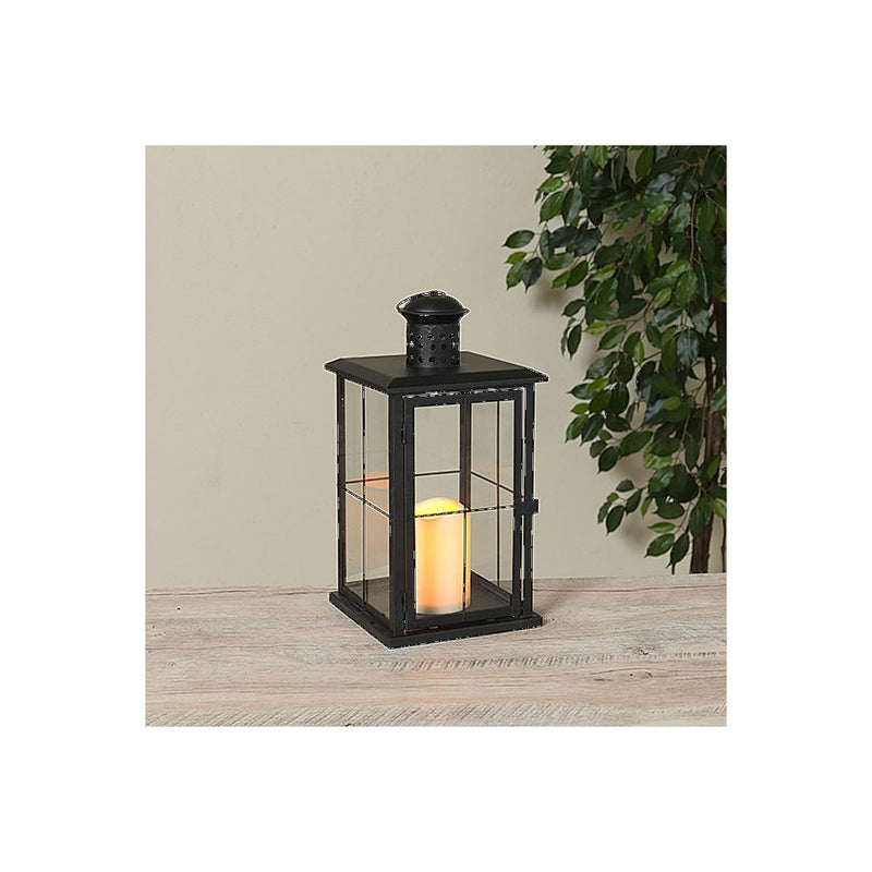 Gerson Company 12.8" H B/O Lighted Metal Lantern W/Led Candle