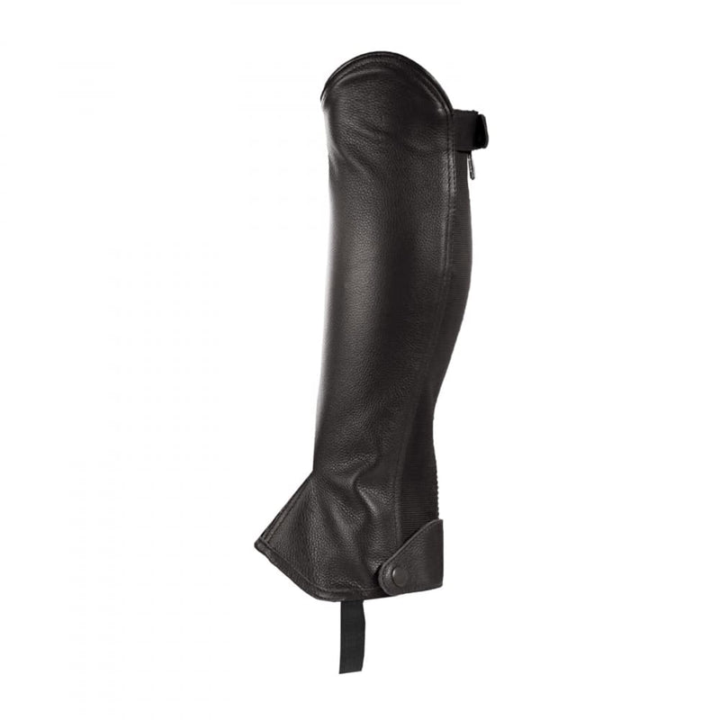 HORZE Kids Leather Half Chaps - Elastic - Black - L