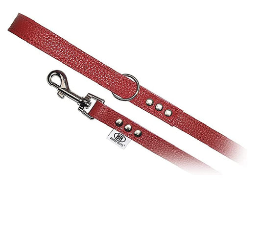 Buddy Belts All Pebble Grain Leather Red Leash - Premium Edition (3/4" x 4')