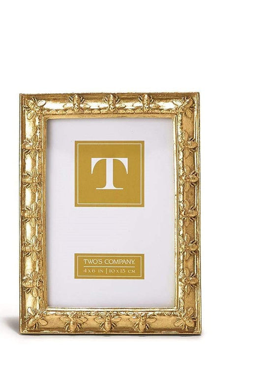 Two's Company Bee-utiful Set of 2 Photo Frames Includes 2 Sizes: 4" x 6" and 5" x 7" (Stands Horizontally/Vertically) - Resin