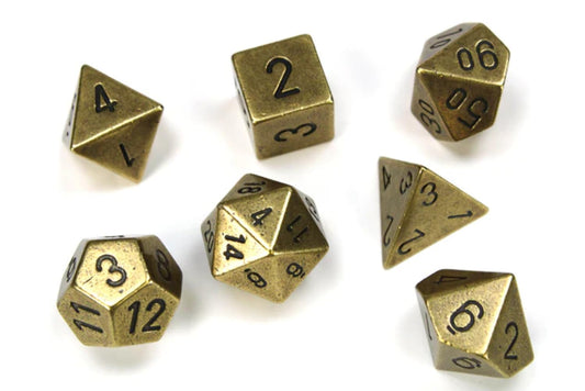 Chessex 27023 Metal Polyhedral Old Brass 7-Die Set