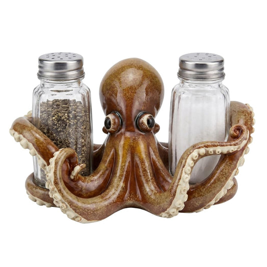 Comfy Hour 6.1 Inch Octopus Salt and Pepper Holder, Glass Shakers, Set of 2