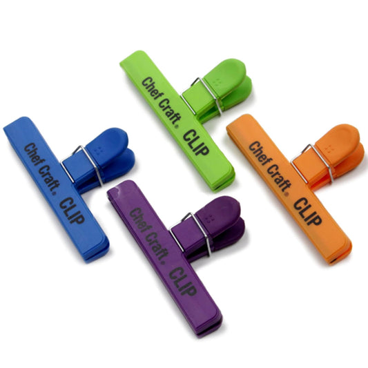 Chef Craft Select Plastic Large Bag Clips, 6 inch 4 piece set, Color May Vary