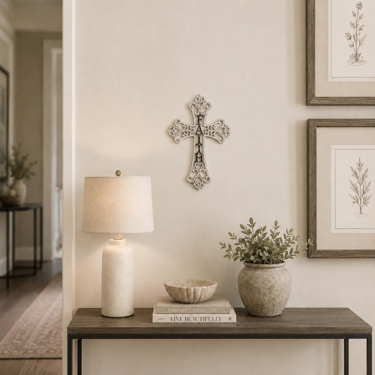 Comfy Hour 13.8 Inch White Cross for Wall, Faith Cross Wall Decor