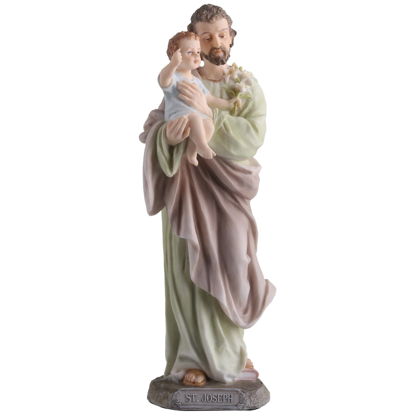 Veronese Design 8 1/4 Inch Saint Joseph Holding Baby Jesus Resin Sculpture Hand Painted Religious Decoration