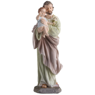 Veronese Design 8 1/4 Inch Saint Joseph Holding Baby Jesus Resin Sculpture Hand Painted Religious Decoration